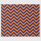 DIY BG Navy Blu Huge Chevron ZigZag Pattern Oranje Cadeaupapier (Vlak)