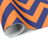 DIY BG Navy Blu Huge Chevron ZigZag Pattern Oranje Cadeaupapier (Rol Hoek)