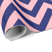 DIY BG Navy Blu Huge Chevron ZigZag Pattern Pink Cadeaupapier (Rol Hoek)