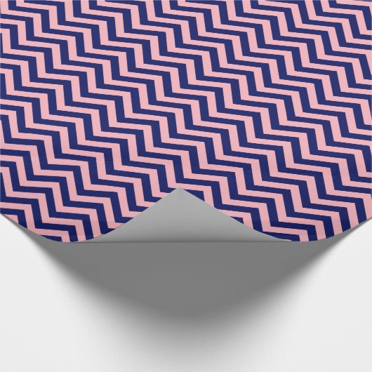 DIY BG Navy Blu LG Chevron ZigZag Pattern Pink Cadeaupapier (Hoek)