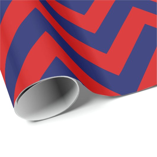 DIY BG Navy Blue Huge Chevron ZigZag Pattern Red Cadeaupapier (Rol Hoek)