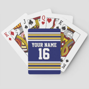 DIY BG Navy Gold Team Jersey Custom Nummer Speelkaarten