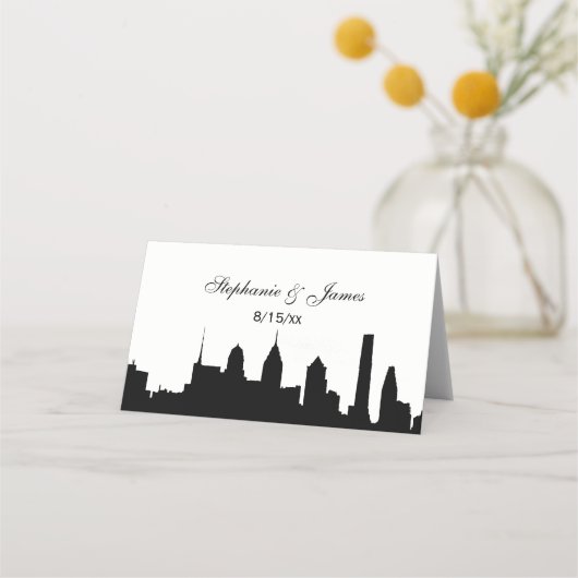 DIY BG Philadelphi Skyline Silhouette Escort Kaart (Voorkant)