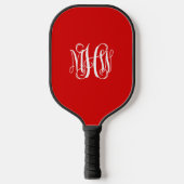 DIY BG Red White Greek Key vinmonogram Font Pickleball Paddle (Voorkant)