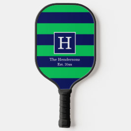 DIY BG Stripe Lijst Naam Monogram Blue SV Emerald Pickleball Paddle