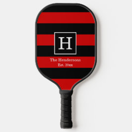 DIY BG Stripe Lijst Naam Monogram Red Black SV Pickleball Paddle