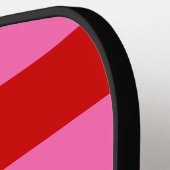 DIY BG Stripe Lijst Naam Monogram Red SV Hot Pink Pickleball Paddle (Links Detail)