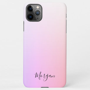 DIY Black Script Naam, Roze & Lavendel Ombre iPhone 11Pro Max Hoesje