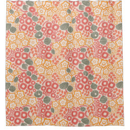 Diy bloemen op een perzik achtergrond douchegordijn