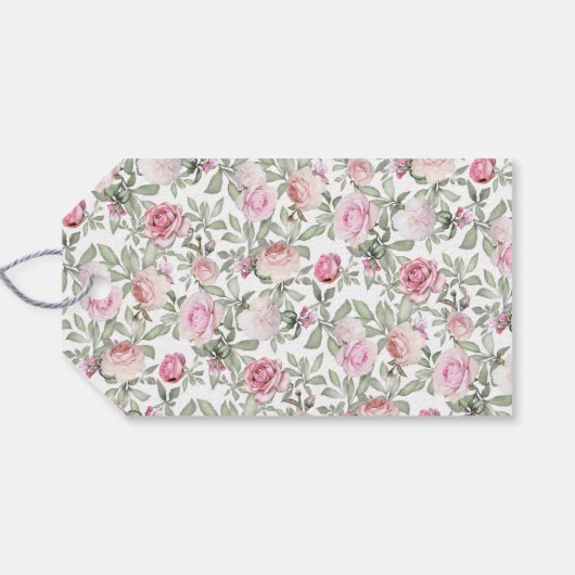 DIY Blush Roze Rose Bloemen Vrijgezellenfeest Cadeaulabel (Achterkant Horizontaal)