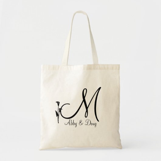 DIY Calla lily logo met monogram Tote Bag (Voorkant)