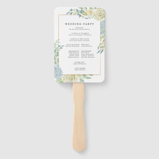 DIY Chique Roos Hydrangea Trouwprogramma Handwaaier (Achterkant)