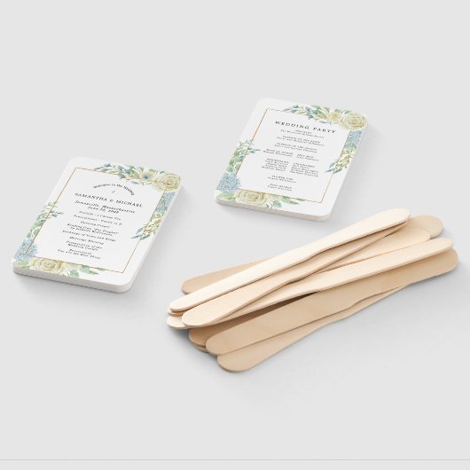 DIY Chique Roos Hydrangea Trouwprogramma Handwaaier (Niet-gemonteerd)