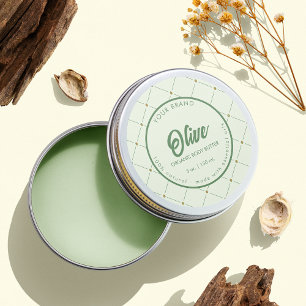 DIY Cirkel Cosmetische Jar Label in Retro Groen