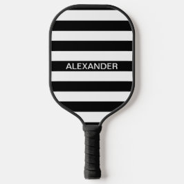 DIY Colors Black White Stripes Name Monogram S Pickleball Paddle
