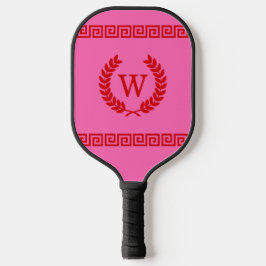 DIY Colors Greek Key S Laurel Monogm Red Hot Pnk S Pickleball Paddle