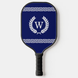 DIY Colors Greek Key S Laurel Monogm White Blue S Pickleball Paddle