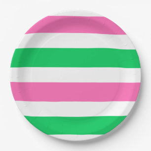 DIY Colors Hot Pink Emerald Green White Stripe Papieren Bordje