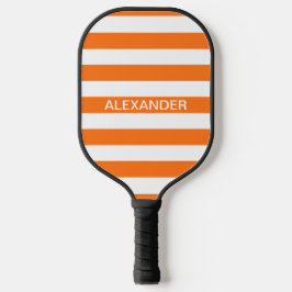 DIY Colors Pumpkin White Stripes Name Monogram S Pickleball Paddle