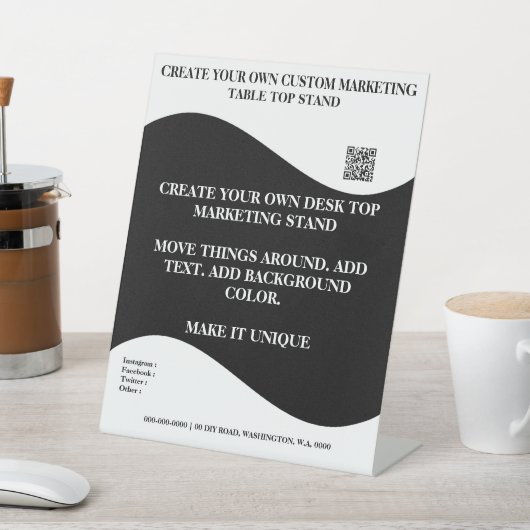 DIY-desktop marketingstandaard 8x10 zwart-wit Reclamebord Met Voetstuk (Insitu)