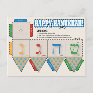 DIY Dreidel Happy Hanukkah Wenskaart Feestdagenkaart