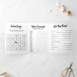 DIY eerste verjaardag baby games DIY afbeelding ku Drieluik Uitnodiging