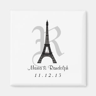 DIY Eiffel Tower Save the Date Monogram magnet Magneet