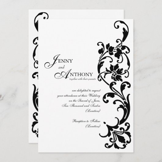 DIY Elegant eenvoud in zwart-wit Kaart (Voorkant / Achterkant)