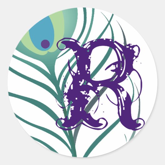 DIY Elegant Peacock Feather Ronde Sticker (Voorkant)