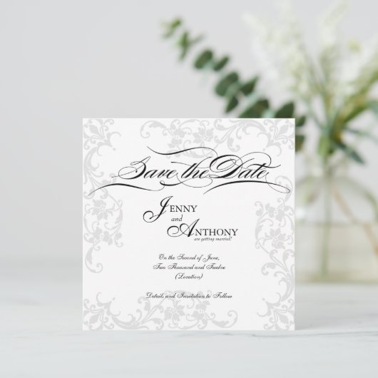 DIY Elegant Save the Date in Black and White (Staand voorkant)