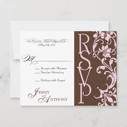 DIY Elegant Simple RSVP in chocolade en roze (Voorkant)