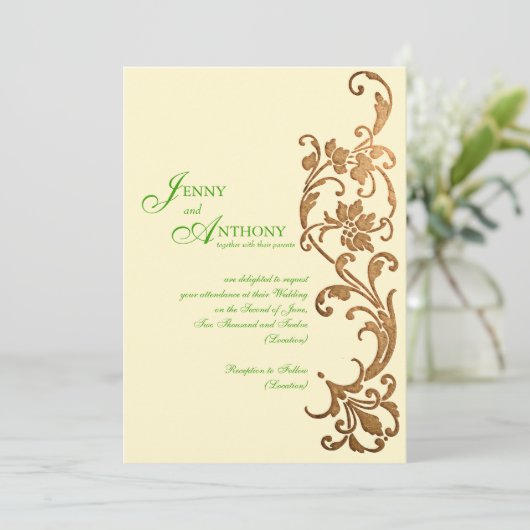 DIY Elegant Simpliciet in Emerald en Bronze Kaart (Staand voorkant)
