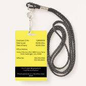 DIY Employee ID card geel zwart wit Badge (Achterkant met draagriem)