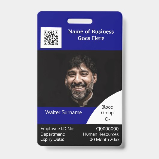 DIY Employee ID card navy zwart wit Badge (Voorzijde)