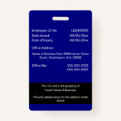 DIY Employee ID card navy zwart wit Badge (Achterkant)