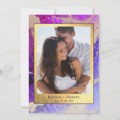 DIY Foto Paars Gold Abstract bruiloft 2 Save The Date (Achterkant)