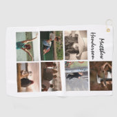 DIY-fotocollage met naam moderne trendy-vader Golfhanddoek (Horizontaal)