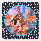 DIY Gingerbread House Hamster Vierkante Sticker (Voorkant)