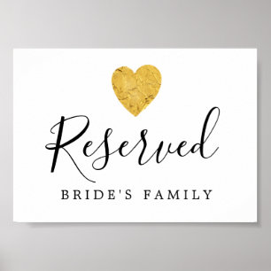 DIY Gold Foil Heart Weddenschap Gereserveerd Poster