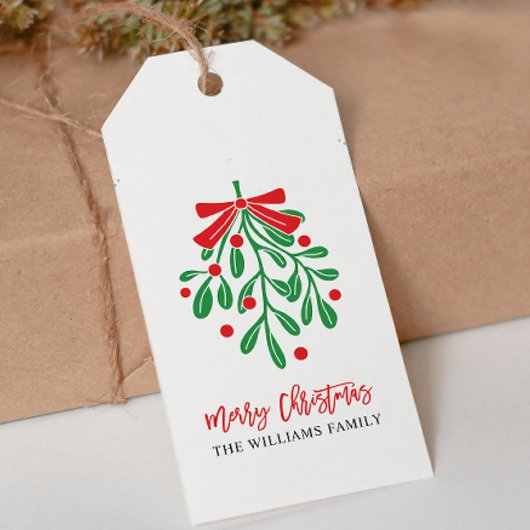 DIY GROEN ROOD MISTLETOE VROLIJK KERSTCADEAU LABEL