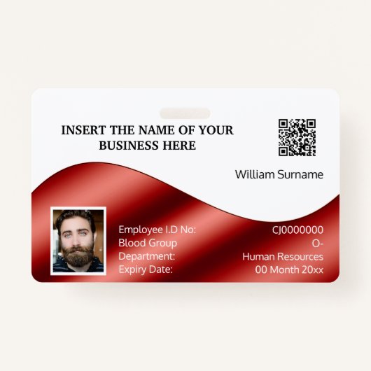 DIY ID-kaart rood wit | foto-logo Badge (Voorkant)