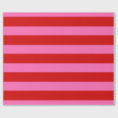 DIY-kleur XL Preppy Stripe Red Hot Pink Cadeaupapier (Vlak)