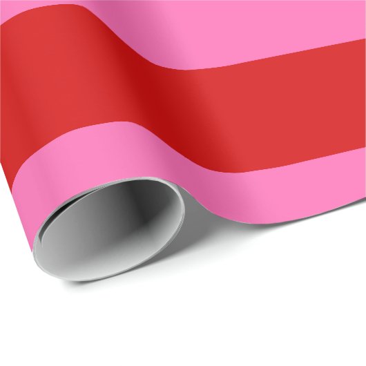 DIY-kleur XL Preppy Stripe Red Hot Pink Cadeaupapier (Rol Hoek)