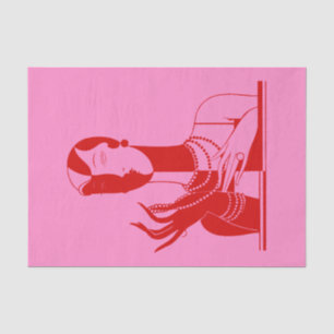 DIY Kleuren  Art Deco Dame Met Parels Rood Tissuepapier