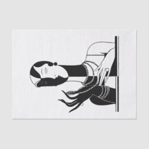 DIY Kleuren  Art Deco Dame Met Parels Tissuepapier