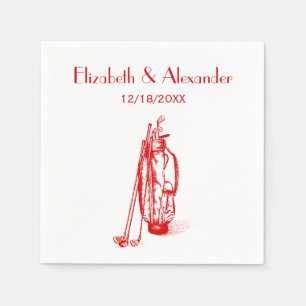 DIY Kleuren Golf Bag Golf Clubs Rood Paar Trouwen Servet