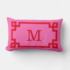 DIY-kleuren Griekse sleutel #2 Geframed Monogm Red Kussen