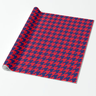 DIY Kleuren Houndstooth Plaid SV Navy Rood Cadeaupapier