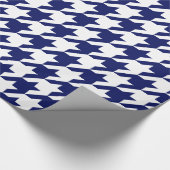 DIY Kleuren Houndstooth Plaid SV Navy Wit Wrappi Cadeaupapier (Hoek)