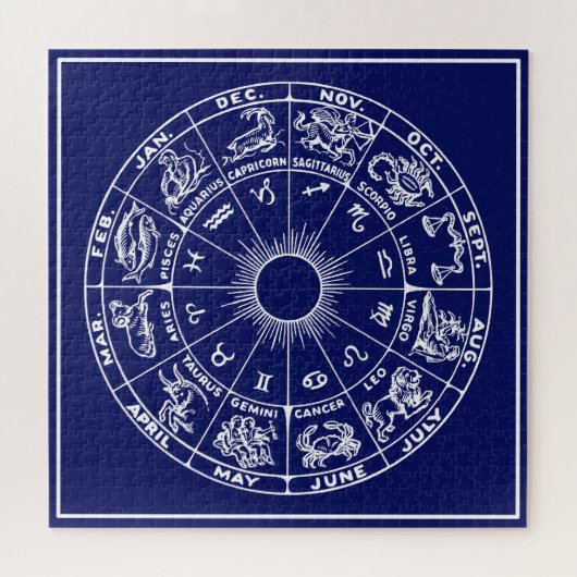 DIY Kleuren Ingelijste Zodiac Grafiek #1 - Wit op Legpuzzel (Horizontaal)